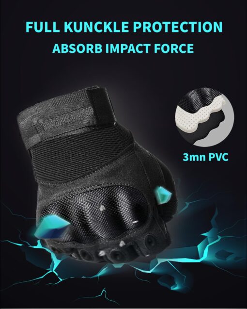 Tactical Gloves for Men, Shooting & Motorcycle Gloves with Hard Shell Knuckle Protection & Leather Palm for Airsoft Motorcycle Cycling Paintball Sports Climbing Training Hunting - Image 6