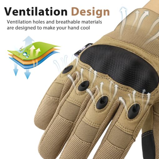 actical Gloves for Men, Touch Screen Airsoft Gloves with Hard Knuckle for Hunting, Paintball, Hiking, Camping